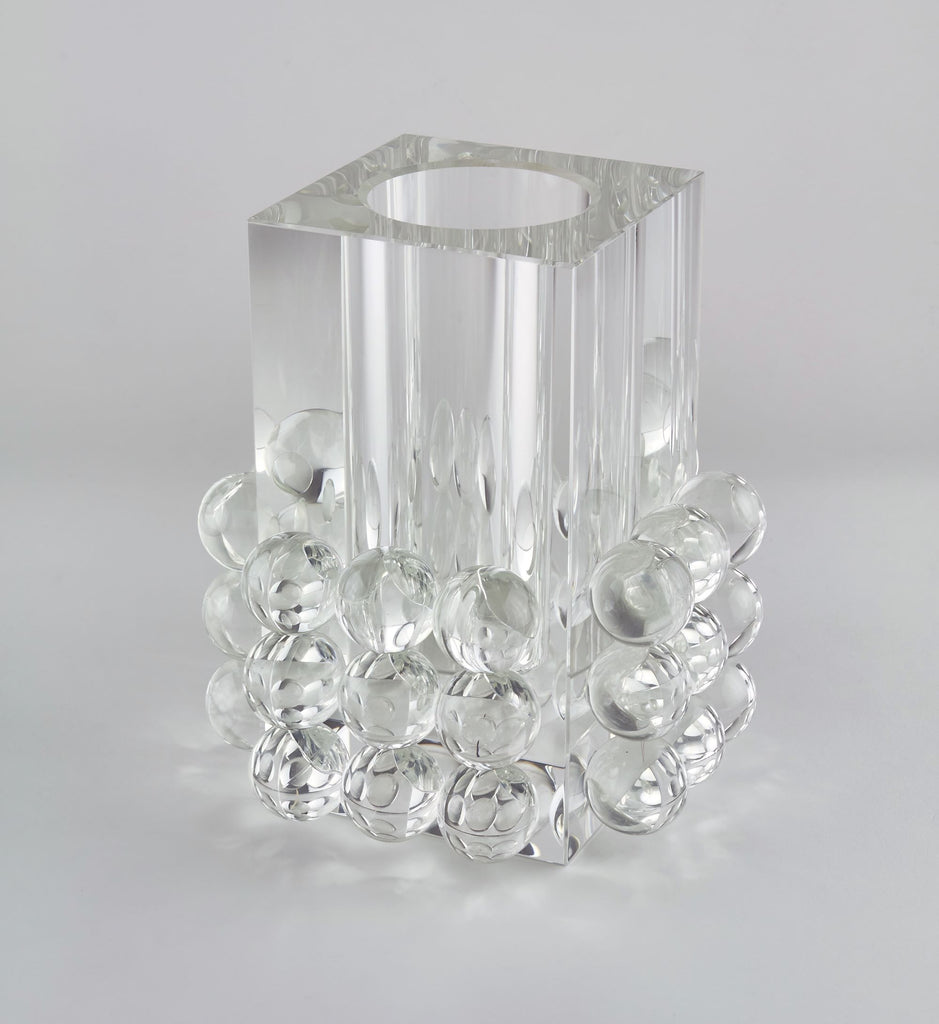 Crystal Glass Square Vase with Bubbles from Tizo