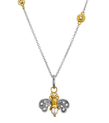 Crystal Honeypearl Bee Charm Necklace from Waxing Poetic