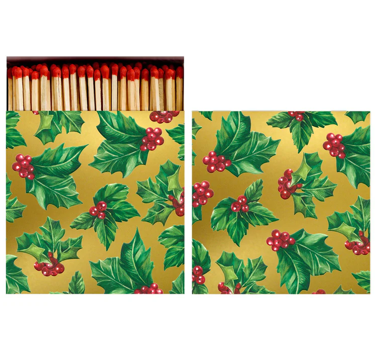 Gilded Holly Matches from Hester and Cook.