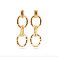 Gold Cleopatra Regal Double Link Earrings from Capucine De Wulf.