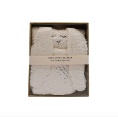 I Made A Wish and You Came True White Bunny Baby Lovey Blanket by Sugar Boo.