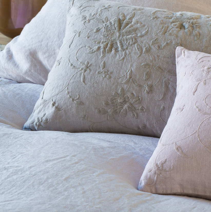 Josephine Linen Standard Pillowcase in Sterling from Bella Notte Linens