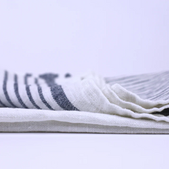 Stonewashed White with Blue Stripes 2 - Luxury Thick Linen Hand Towel From LinenCasa.