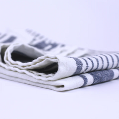 Stonewashed White with Blue Stripes 2 - Luxury Thick Linen Hand Towel from LinenCasa.