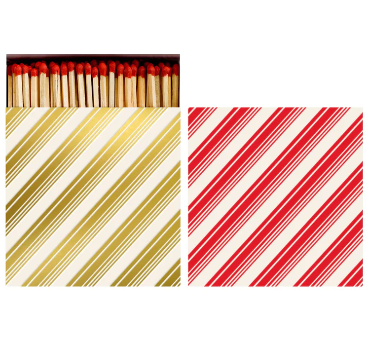 Peppermint Stripe Matches from Hester and Cook.