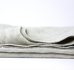 Stonewashed - Light Natural with Dot Hemstitch - Medium Thick Linen Hand Towel From LinenCasa. 