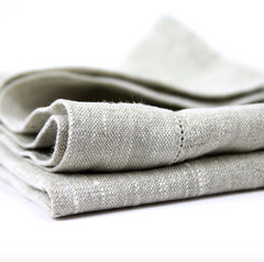 Stonewashed - Light Natural with Dot Hemstitch - Medium Thick Linen Hand Towel from LinenCasa. 