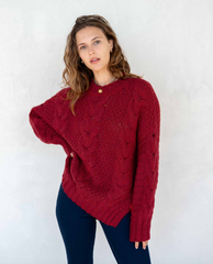 Topanga Cable Sweater in Cardinal form Mersea.