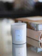 White Candle in Fresh Linen from L'Avant Collective