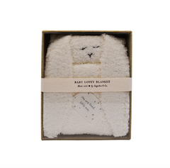 You Are Loved Little One White Bunny Baby Lovey Blanket by Sugar Boo.