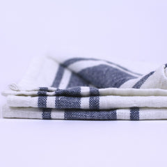 White Linen Kitchen Towel with Blue Stripes