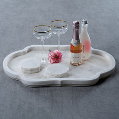 Large Pietri White Marble Tray from Zodax